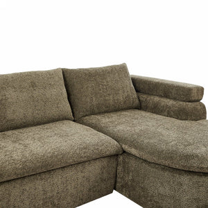 English Elm 106" L-shaped Sectional Sofa Modular Chaise Lounge Neutral Fabric Living Room Olive Green N771P396321L_N771P396322L