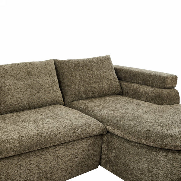 English Elm 106" L-shaped Sectional Sofa Modular Chaise Lounge Neutral Fabric Living Room Olive Green N771P396321L_N771P396322L
