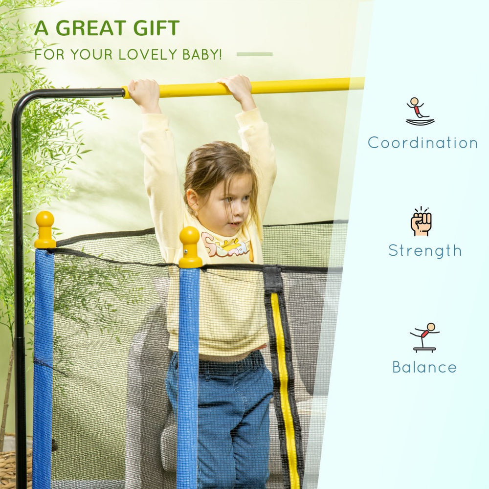 English Elm Qaba Springfree Indoor Kids Trampoline with Basketball Hoop and Safety Net Ages 3 to 10 W2225P229104