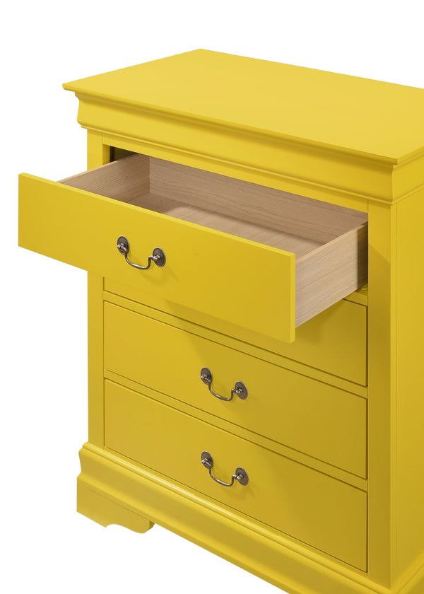 English Elm Phillipe Vintage 4-Drawer Chest in Yellow — Dovetailed Drawers, Metal Guides & Tarnish-Resistant Hardware B078108159
