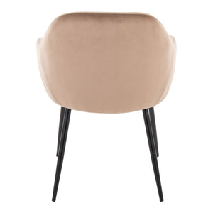 English Elm Dining Chair Set of 2 Velvet Upholstered Tapered Metal Legs Contemporary Style Brown B202P471287