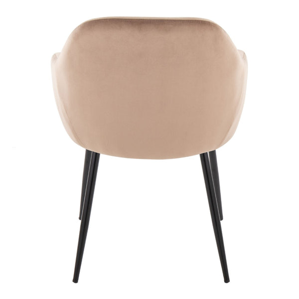 English Elm Dining Chair Set of 2 Velvet Upholstered Tapered Metal Legs Contemporary Style Brown B202P471287