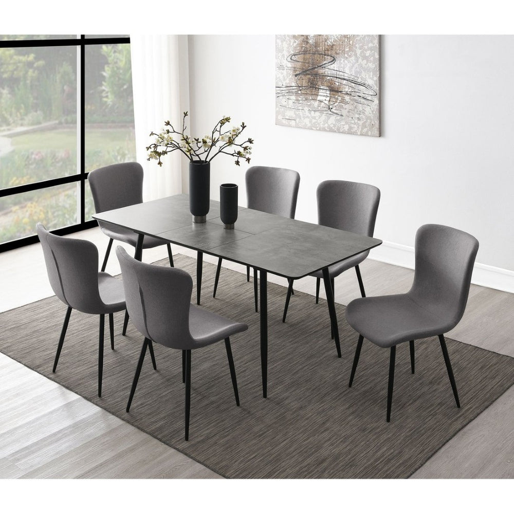 English Elm Grant Grey Extendable 5 Piece Dining Set with Upholstered Chairs and Metal Legs B062S01562