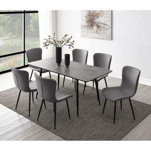 English Elm Grant Grey Extendable 5 Piece Dining Set with Upholstered Chairs and Metal Legs B062S01562