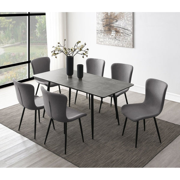 English Elm Grant Grey Extendable 5 Piece Dining Set with Upholstered Chairs and Metal Legs B062S01562