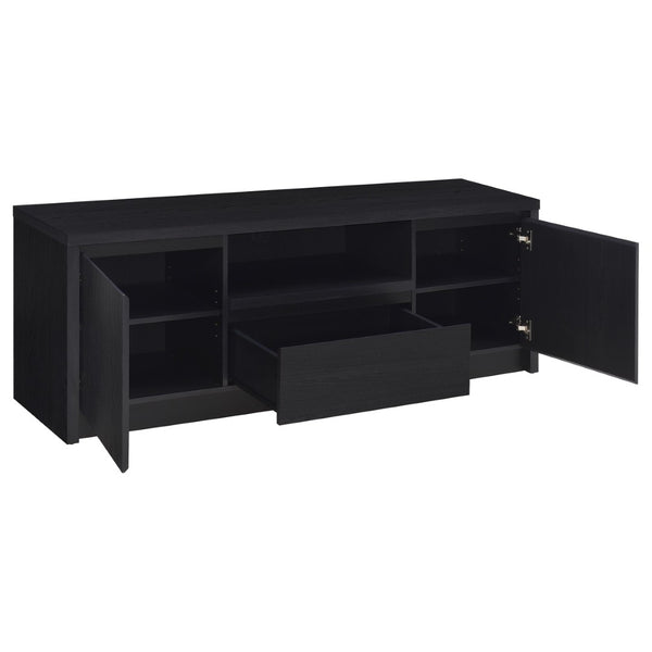 English Elm Sloat Matte Black Modular Entertainment Center with Media Towers and Open Shelving B062S01706