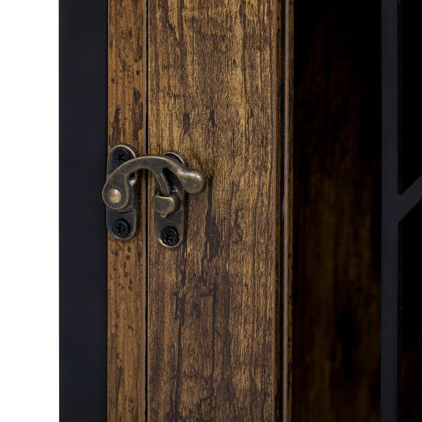 English Elm 2 IN 1 Rustic Dog Crate Side Cabinet Organizer with USB Outlets, Hooks & Sliding Kennel for Dogs N843P256449O