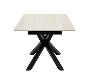 English Elm Modern Extendable Sintered Stone Dining Table with Auto-Lift, Scratchproof Waterproof Top & Black Metal Base W3493S00005