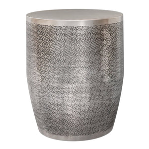 English Elm Johnsen Etched Web Pattern Accent Table 18" Round Iron Side Table Durable Powder-Coated Finish Antique Silver B136P361853