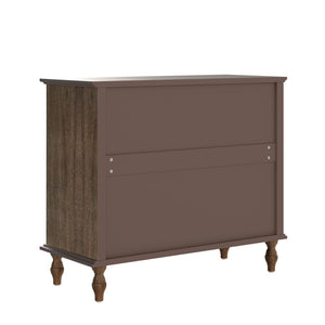 English Elm Large Antique Style 4-drawer Chest with Crown Molding Roman Legs Bedroom Storage Deep Rustic Brown W1445P422422