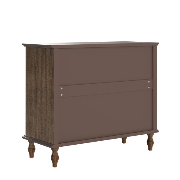 English Elm Large Antique Style 4-drawer Chest with Crown Molding Roman Legs Bedroom Storage Deep Rustic Brown W1445P422422