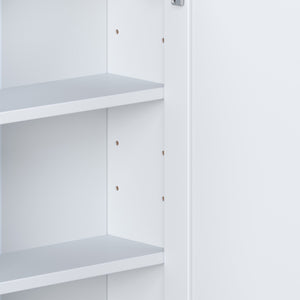 English Elm Bathroom Wall Cabinet with Mirror Door Open Shelving and Adjustable Interior Storage White N817P375228W