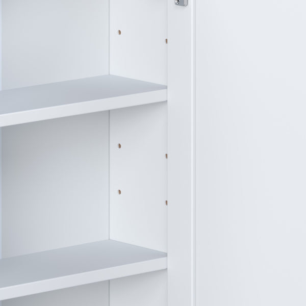 English Elm Bathroom Wall Cabinet with Mirror Door Open Shelving and Adjustable Interior Storage White N817P375228W