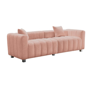 English Elm 83.46'' Velvet Three Seat Sofa Bubble Upholstered Couch with Sleek Metal Legs for Living Room Pink W2795S00041