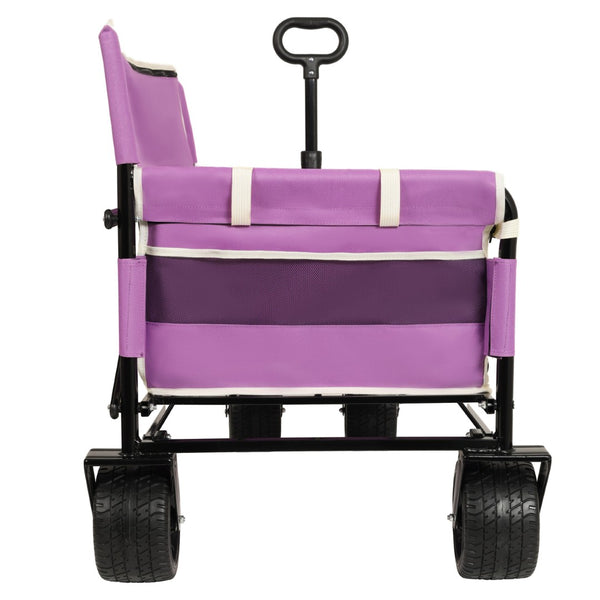 English Elm 3-in-1 Convertible Folding Wagon with Bench Seat Steel Frame 500lb Capacity Purple W2932P283543