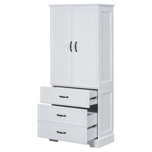 English Elm Tall Bathroom Storage Cabinet - Modern White Design With Adjustable Shelves, Drawers & Doors! N725P206123K-GIGA