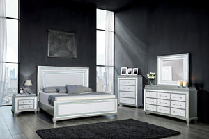 English Elm 1pc Queen Wingback Upholstered Platform Bed Gray Rubberwood Frame No Box Spring B2741S00801