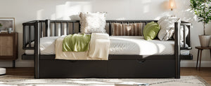 English Elm Full Size Metal Platform Storage Bed Low Profile Steel Frame with Built-in Drawers Black W5305P471350