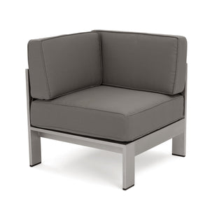 English Elm Christopher Knight Home® - Outdoor 4-Person Aluminum Patio Sectional Set – Modern Khaki/Silver-Grey, Waterproof Cushions, Rust-Resistant Frame N757S357589K