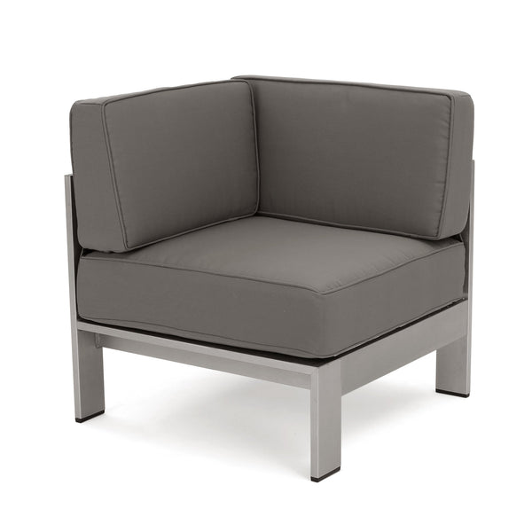 English Elm Christopher Knight Home® - Outdoor 4-Person Aluminum Patio Sectional Set – Modern Khaki/Silver-Grey, Waterproof Cushions, Rust-Resistant Frame N757S357589K