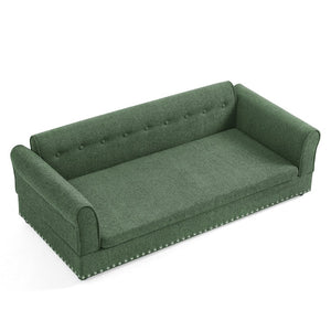 English Elm Oversized Linen Pet Sofa with Backrest Armrests Rubberwood Frame for Large Dogs W487P430326