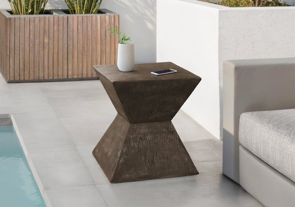 English Elm Accent Table Walnut Finish Magnesium Oxide Build for Indoor Outdoor Contemporary Use B2710P461683