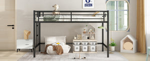 English Elm Twin Metal Loft Bed With Ladder & Guardrails - Stylish Space-Saving Solution For Kids’ Rooms! W1580P309651-GIGA