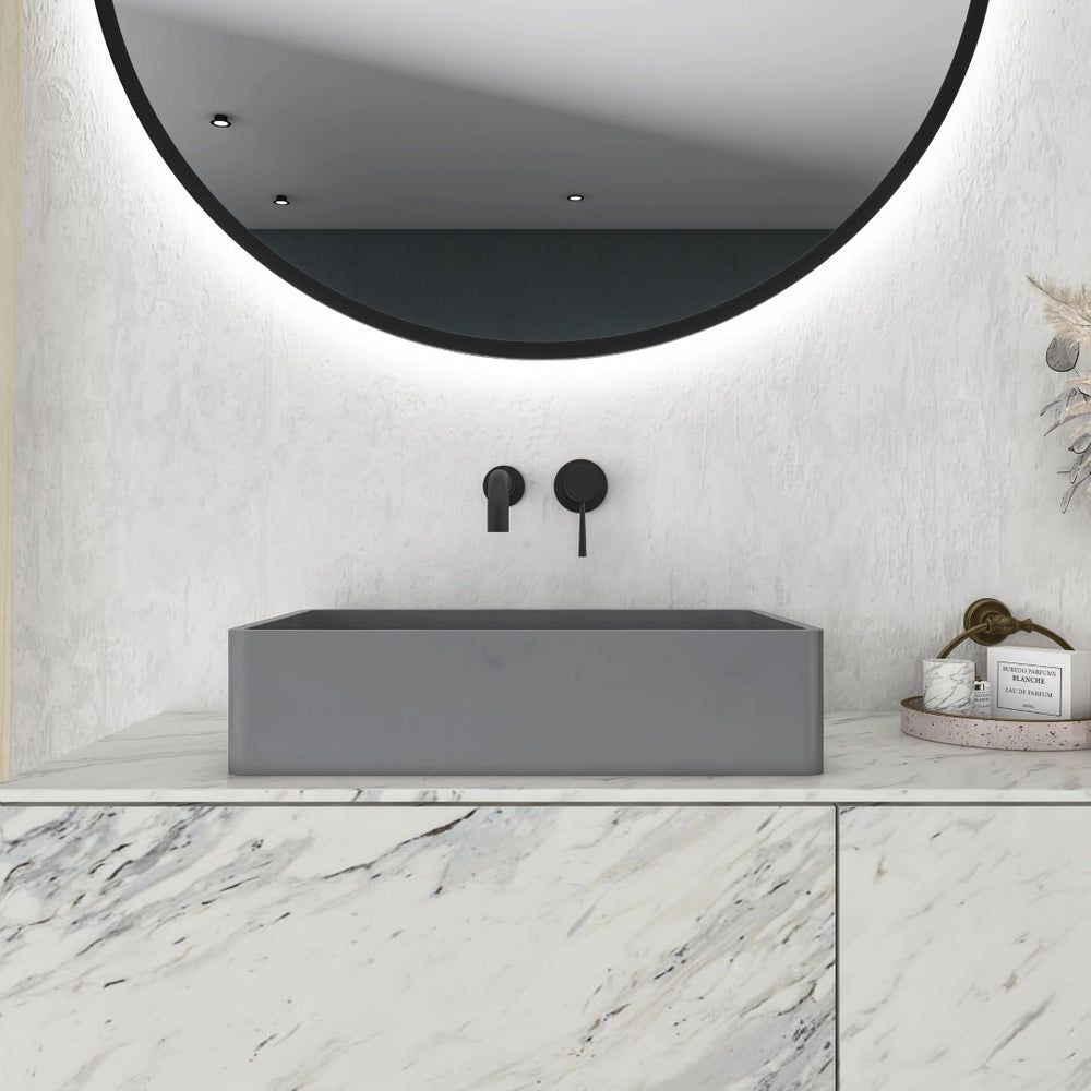 English Elm 19.68'' Rectangular Concrete Vessel Sink Matte Gray Above Counter Vanity Basin W1613P391578