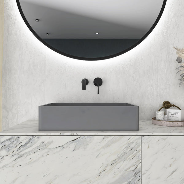 English Elm 19.68'' Rectangular Concrete Vessel Sink Matte Gray Above Counter Vanity Basin W1613P391578