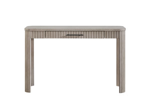 English Elm Taupe Reeded Writing Desk with Birch Veneer, Solid Wood & MDF, 1 Drawer — Casual Transitional Style B2699P271424