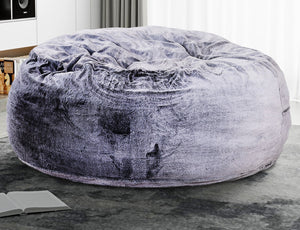 English Elm Modern Memory Foam Bean Bag Lounger with Plush Faux Fur Cover for Ultimate Comfort and Relaxation Purple 23 L x 21 W x 18 H B2741P329269