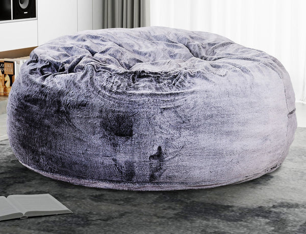 English Elm Modern Memory Foam Bean Bag Lounger with Plush Faux Fur Cover for Ultimate Comfort and Relaxation Purple 23 L x 21 W x 18 H B2741P329269