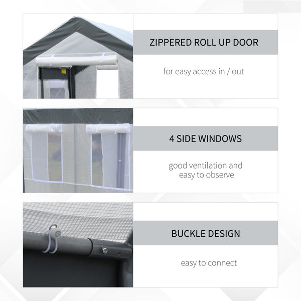 English Elm Outsunny 8' X 6' Walk-In Greenhouse With Roll-Up Windows & Zippered Doors For Year-Round Gardening W2225P175540-GIGA