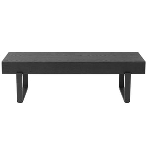 English Elm Upholstered Bench with Thick 5.5" MDF Top, Heavy-Duty Metal Legs, 550LB Capacity, Versatile Seating Black N752P374152B