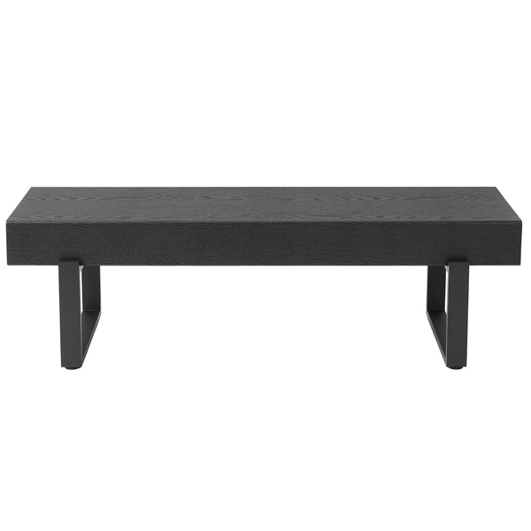 English Elm Upholstered Bench with Thick 5.5" MDF Top, Heavy-Duty Metal Legs, 550LB Capacity, Versatile Seating Black N752P374152B