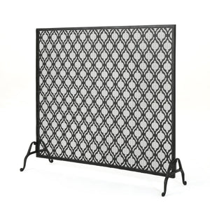 English Elm Christopher Knight Home® - FIRE Iron Single Panel Elmer Fireplace Screen — Durable Decorative Hearth Shield Protects Home Interiors Black 61130.00BLK