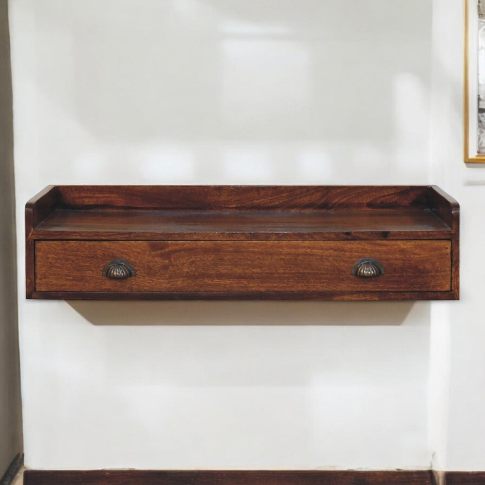 English Elm Solid Mango Wood Entryway Console Table with Two Drawers and Nordic Tapered Legs B182P279174
