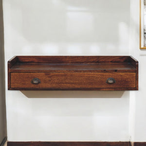 English Elm Solid Mango Wood Entryway Console Table with Two Drawers and Nordic Tapered Legs B182P279174