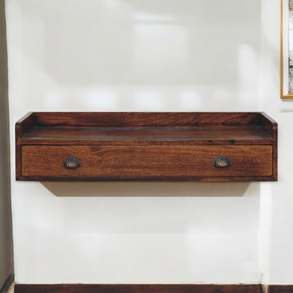 English Elm Solid Mango Wood Entryway Console Table with Two Drawers and Nordic Tapered Legs B182P279174