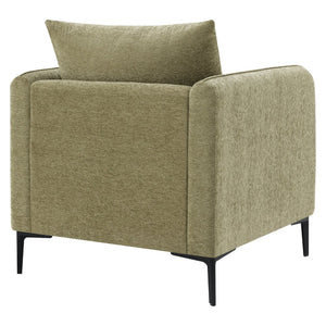 OSP Home Furnishings Newhaven Contemporary Accent Chair with Black Metal Legs for Modern Living Rooms Sea NWN-S126