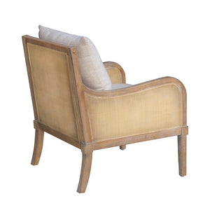 English Elm Cane Reclaimed Natural Accent Chair with Synthetic Cane Arms, Removable Back Cushion, Foam Seat B035P256566