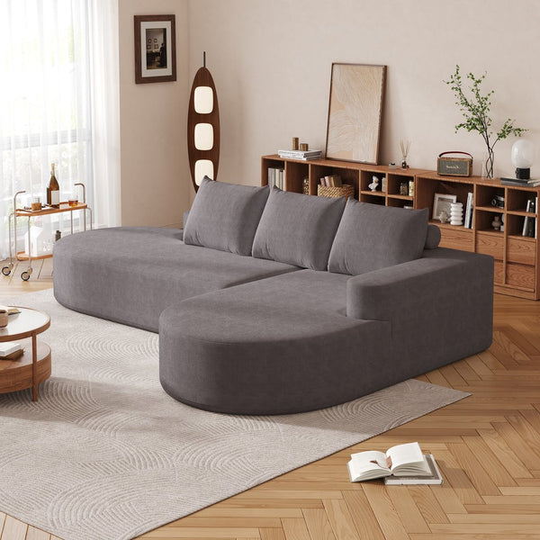 English Elm Modern Curved Sectional Sofa - Soft Chenille Upholstery, Modular Design, 3 Pillows & Easy Setup W834S00452