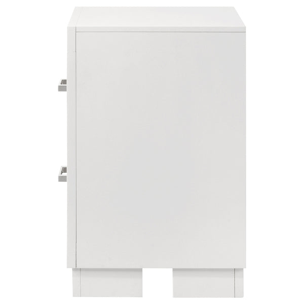 English Elm Copper Elegant White Rectangular Nightstand with 2 Soft-Close Drawers and Sleek Bar Handles, 23" H B062P333433