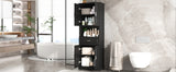 English Elm Tall Bathroom Cabinet With Four Doors, Large Storage Space Open Shelve, Upper Storage Cabinet, Black