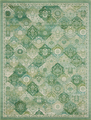 Unique Loom Penrose Blake Machine Made Trellis Rug Green, Beige/Blue/Ivory 9' 0" x 12' 0"