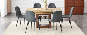 English Elm Expandable Dining Set with Pu Leather Chairs Modern Mdf Table Seats up to Eight Black,Dark Gray,Walnut,Wood W1151S04673