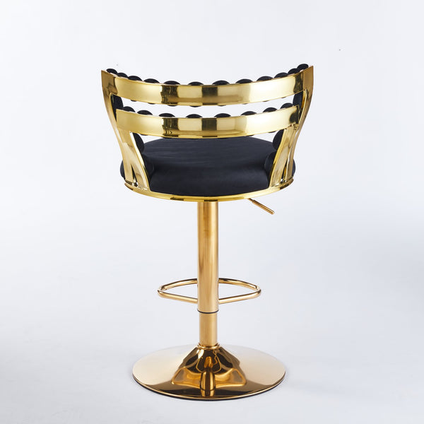 English Elm Modern Upholstered Bar Chair Set of 2 with Powder-Coated Metal Legs, Plush Cushioning & Supportive Backrest For Dining, Cafe, Living Room Golden W234P346079