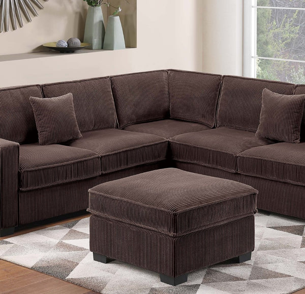 English Elm Modern Corduroy Sectional Set with Usb Charging Ottoman and Accent Pillows for Living Room B011S02198