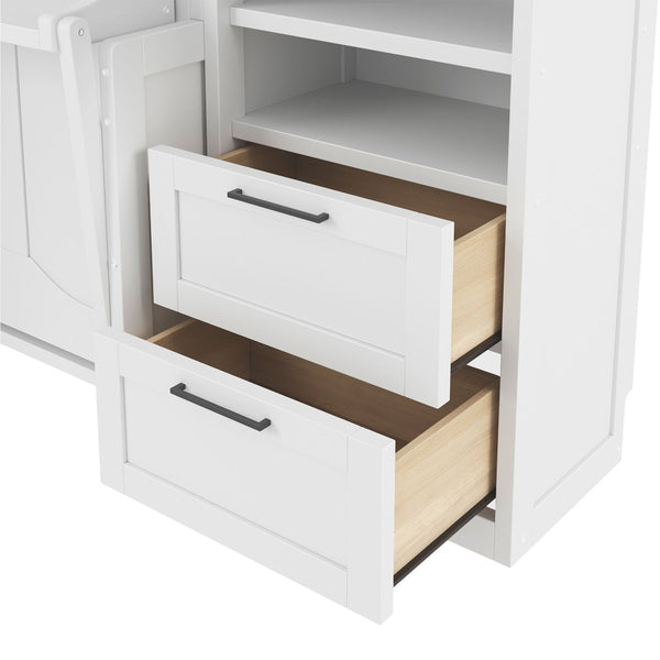 English Elm Full Size Murphy Wall Bed with Wardrobe Drawers and Shelves for Studio Spaces LP000908AAK-1