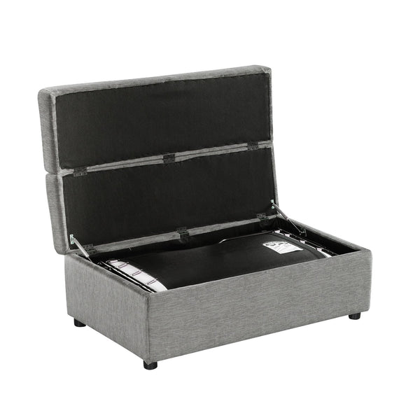 English Elm Twin Folding Ottoman Sleeper Bed with Chenille Upholstery, Foam & Pocket Spring Mattress, Compact Convertible Guest Sofa loveseat Dark Gray N719P243722R